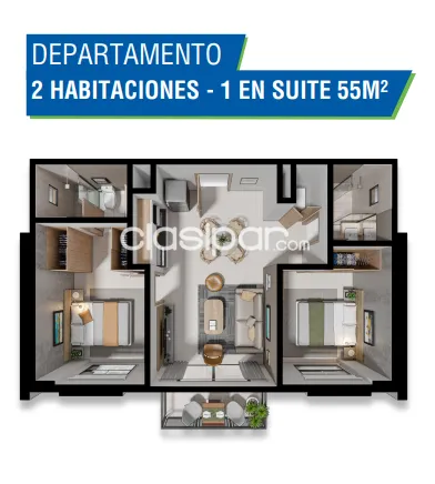 En venta departamento de 2 dormitorios en pozo - Luque zona CIT, foto 3