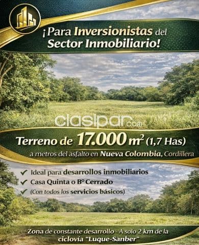 Terreno de 17.000 m2. En la ciudad de nueva colombia