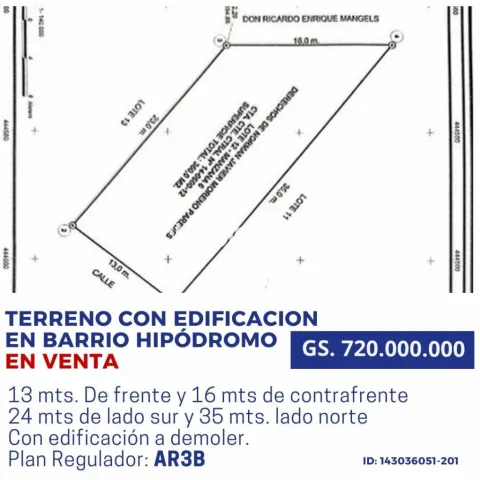 Terreno-Venta-PY Asunción Hipódromo 427m2 — foto 2