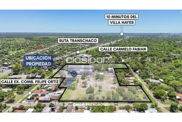 2 hectareas centro remansito villa hayes a 100 mtrs transchaco salida 3 calles z.ind