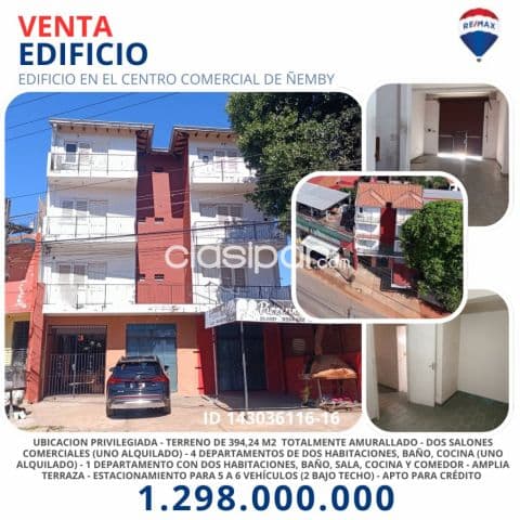 Terreno 394.24 m2- edificio 4 pisos- centro de Ñemby, hacia el hospital distrital, foto 1