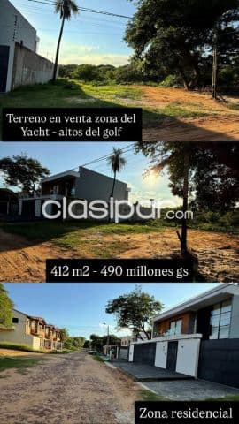 HERMOSO TERRENO DE 412 m2 zona del Yacht - Altos del golf COD 2128