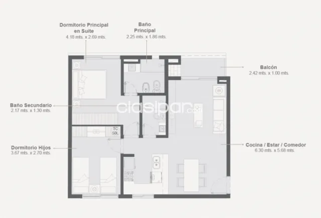 En venta departamento de 2 habitaciones en la zona del Shopping del Sol, foto 4