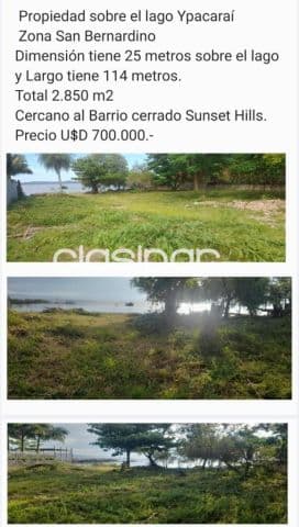 Propiedad Sobre el Lago Ypacaraí - San Bernardino