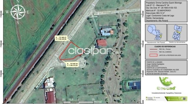 Hernandarias - terreno 664m2 - dentro de condominio costa del lago . Esquina