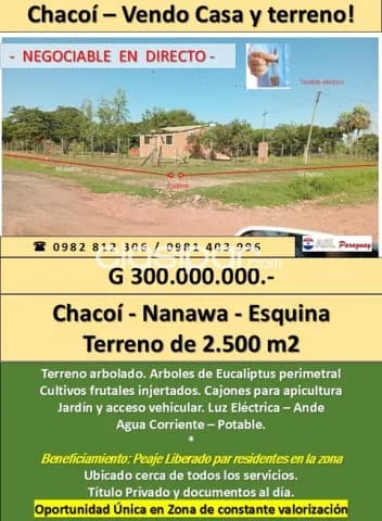 Nueva asuncion - ex chacoi - lote 2.500 m2 - casa habitable en terreno urbano — foto 2