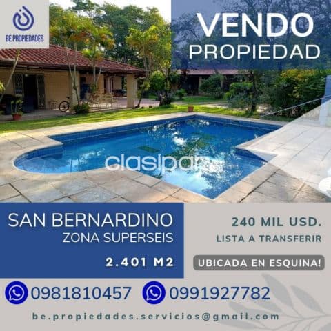 📍vendo propiedad en San Bernardino ubicada en esquina - zona superseis!!!