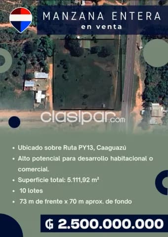 Manzana entera en venta | caaguazú — foto 2