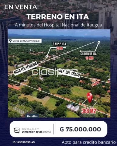 terreno en Ita a solo 5 minutos del Hospital Nacional de Itaugua, foto 2