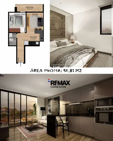 Departamento 1 dormitorio 70,19 m² | edificio albor, Asunción, foto 3