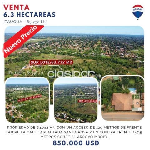 6,3 ha de terreno en itaugua