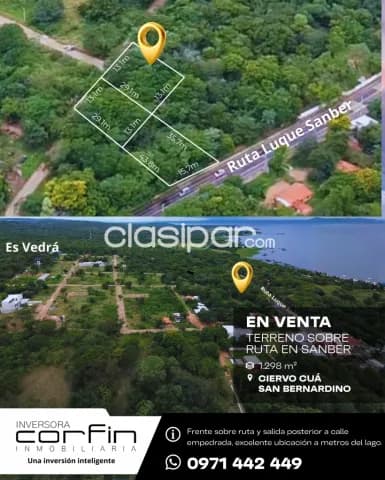 San Bernardino sobre ruta, increíble terreno de 1298m2 en ciervo cua, foto 2