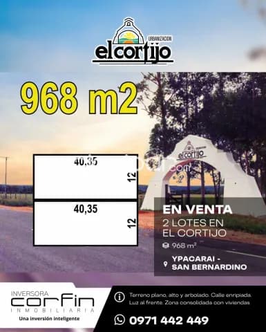 2 lotes en el cortijo, ypacarai-sanber, 968m2 en total, a 150m de la ruta g. Naumann — foto 2