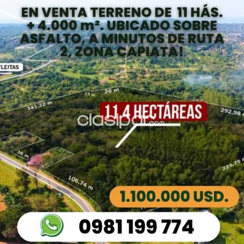 En venta importante propiedad de 11 hectareas, muy cercano al centro de capiata ruta 2 ! — foto 2