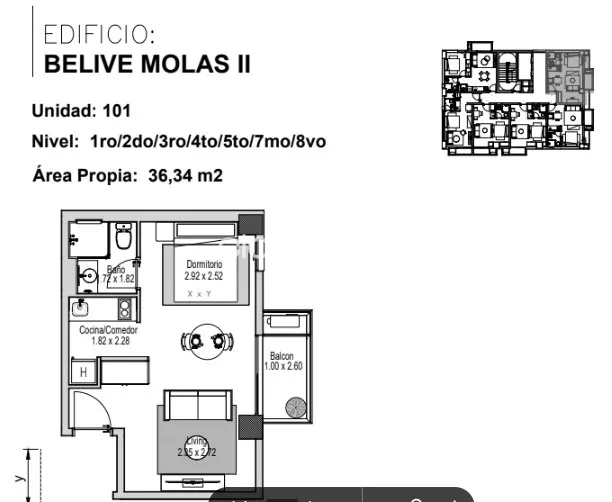 última unidad monoambiente en Belive Molas II — foto 3