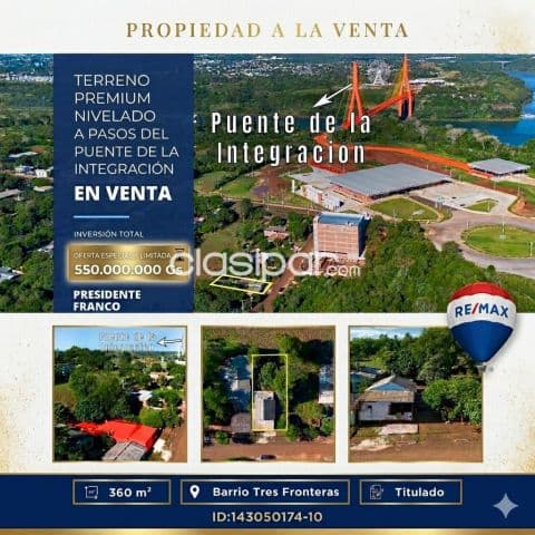 Terreno en venta por presidente franco a pocos metros del puente de integración ! — foto 1