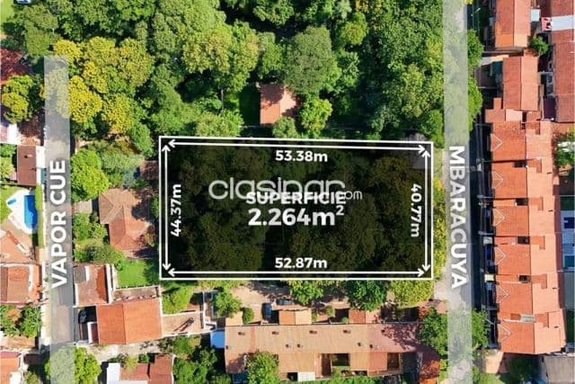 Terreno de 2.264m2 a 70 metros de Cacique Lambaré