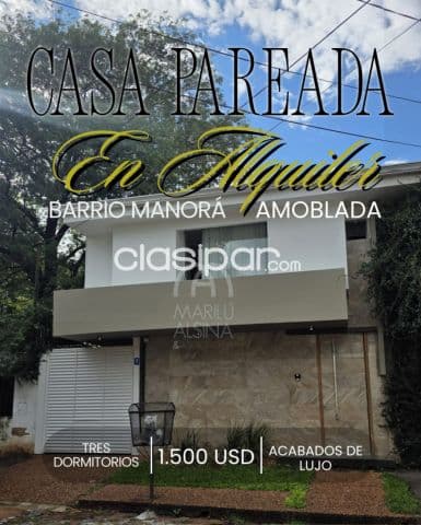 Hermosa casa pareada amobladaa y con detalles de lujo