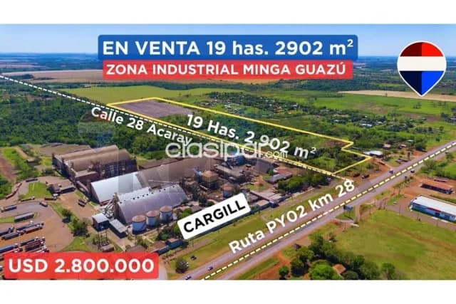 Terreno industrial en venta - Minga Guazú EN VENTA 19,29 HECTÁREAS EN ESQUINA — foto 2