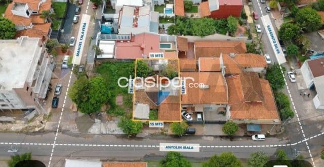 Terreno c/15 m2 de frente s/antolin irala a 300 mtrs madame lynch-bo.Herrera
