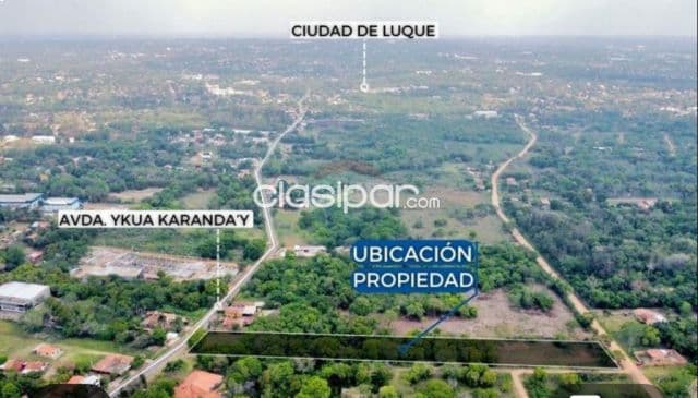 9.010 m2 Luque s/avda ycua karanday salida a2 calles cuadras del s.pettirosi