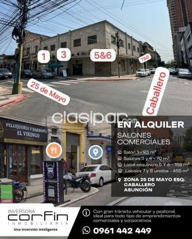 Salones comerciales impactantes en centro de Asunción, 25 de mayo esq. Caballero