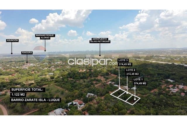 3 terrenos juntos en isla zárate - Luque - 1.122 m2