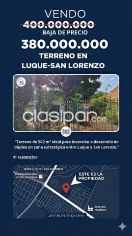 ¡oportunidad! Terreno en venta en Luque – zona molino