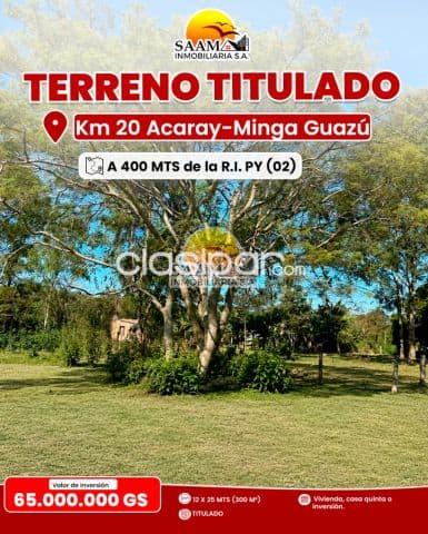 Terreno km 20 acaray titulado, foto 1