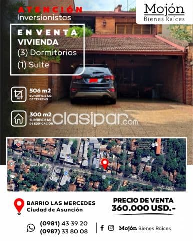 En venta casa en el barrio Las Mercedes de la ciudad de Asunción — foto principal