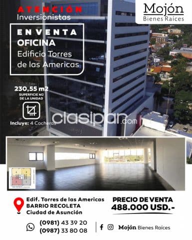 En venta oficina corporativa en el edificio torres de las américas - Asunción — foto principal