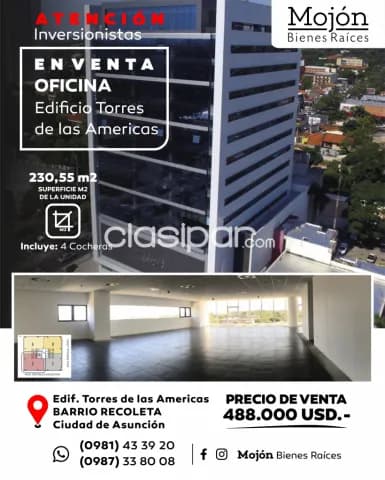 En venta oficina corporativa en el edificio torres de las américas - Asunción — foto 2