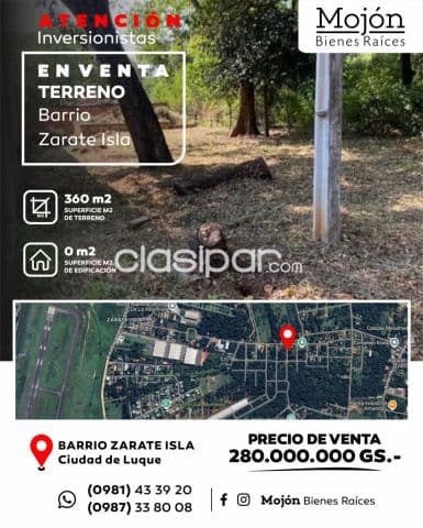 En venta terreno en el barrio zarate isla de la ciudad de Luque zona próxima a rakiura — foto 1