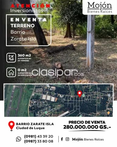 En venta terreno en el barrio zarate isla de la ciudad de Luque zona próxima a rakiura — foto 2