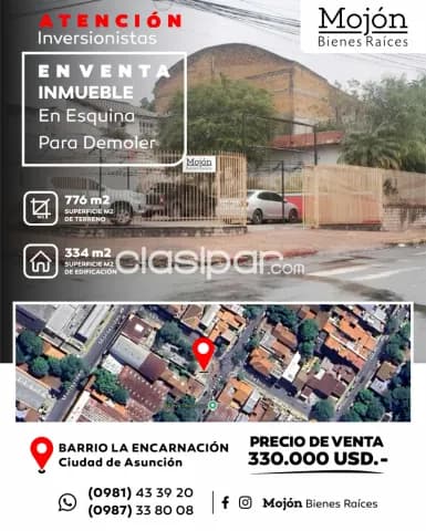 En venta inmueble en esquina en el barrio la Encarnación de la ciudad de Asunción, foto 2