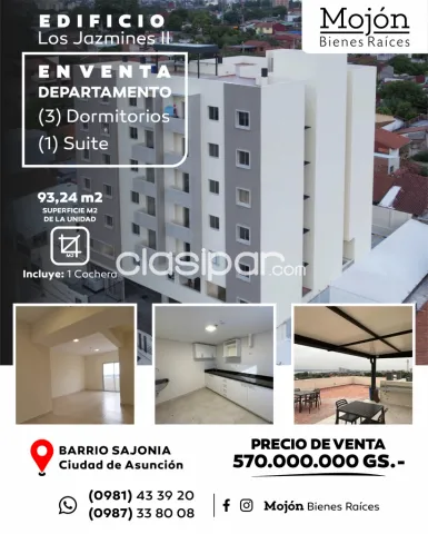 En venta departamento de tres (3) dormitorios en el edificio los jazmines II en sajonia, foto 2