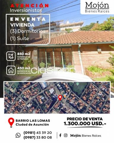 En venta casa en esquina en el barrio Las Lomas de la ciudad de Asunción