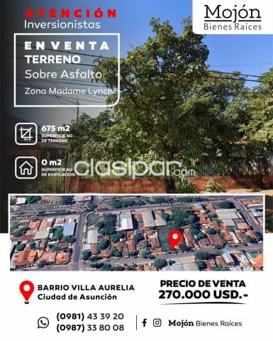 En venta terreno en el barrio villa aurelia de la ciudad de Asunción