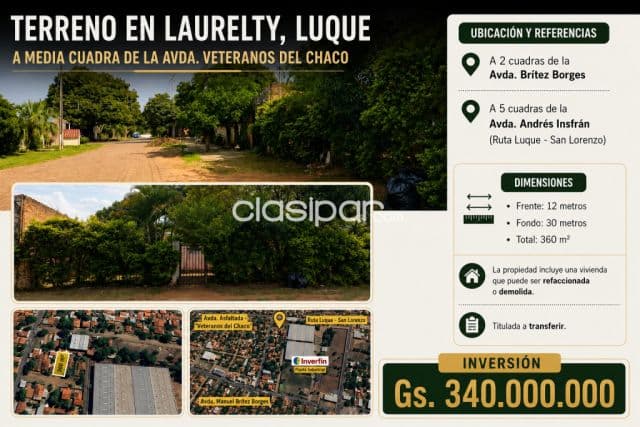 Terreno en laurelty Luque