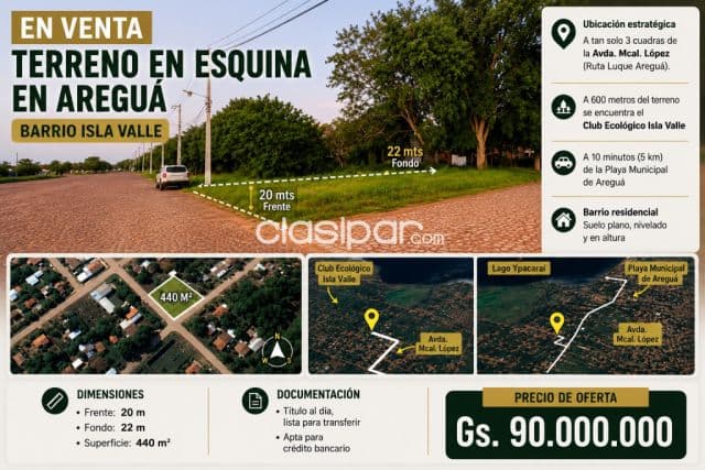 Terreno en areguá (esquina empedrada)