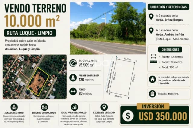 Terreno de 1ha sobre la ruta Luque - limpio, foto 2