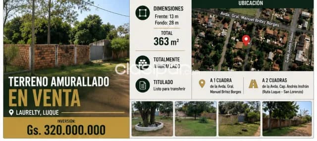 Terreno amurallado en laurelty, Luque, foto 2