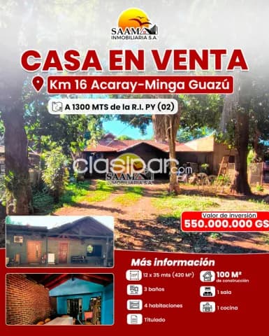 🏡 casa en venta en el km 16 acaray - sobre la avenida principal🏡, foto 2