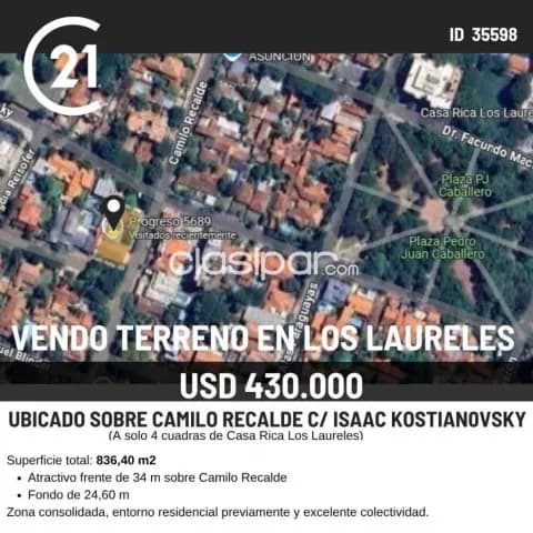 Terreno 836m2 zona AR1B residencial premium en Los Laureles Asuncion, foto 4
