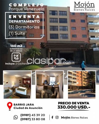 En venta departamento de tres (3) dormitorios en el complejo parque venezuela barrio Jara