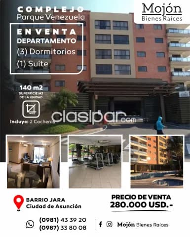 En venta departamento de tres (3) dormitorios en el complejo parque venezuela barrio Jara, foto 2