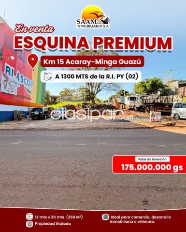 Km 15 Acaray Esquina para local comercial sobre avenida principal asfalta, foto 1