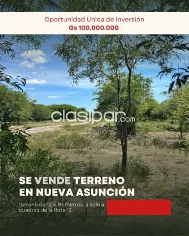 Nva. Asunción, prox. Ruta 12: 360 m2, p/ urbano mixto, 100.000.000 gs, foto 2