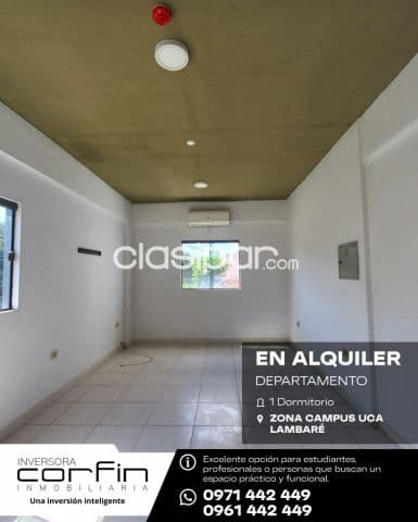 Departamento 1 dmt. Lambaré. Zona campus uca. Cercanías de av. Perón