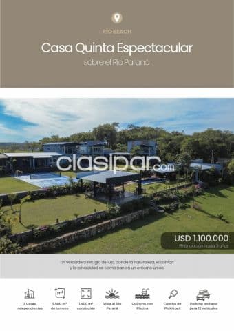 Encarnación s/ rio paraná: Unica!- 5.500 m2, importante casa quinta, 1.100.000 usd, foto 1